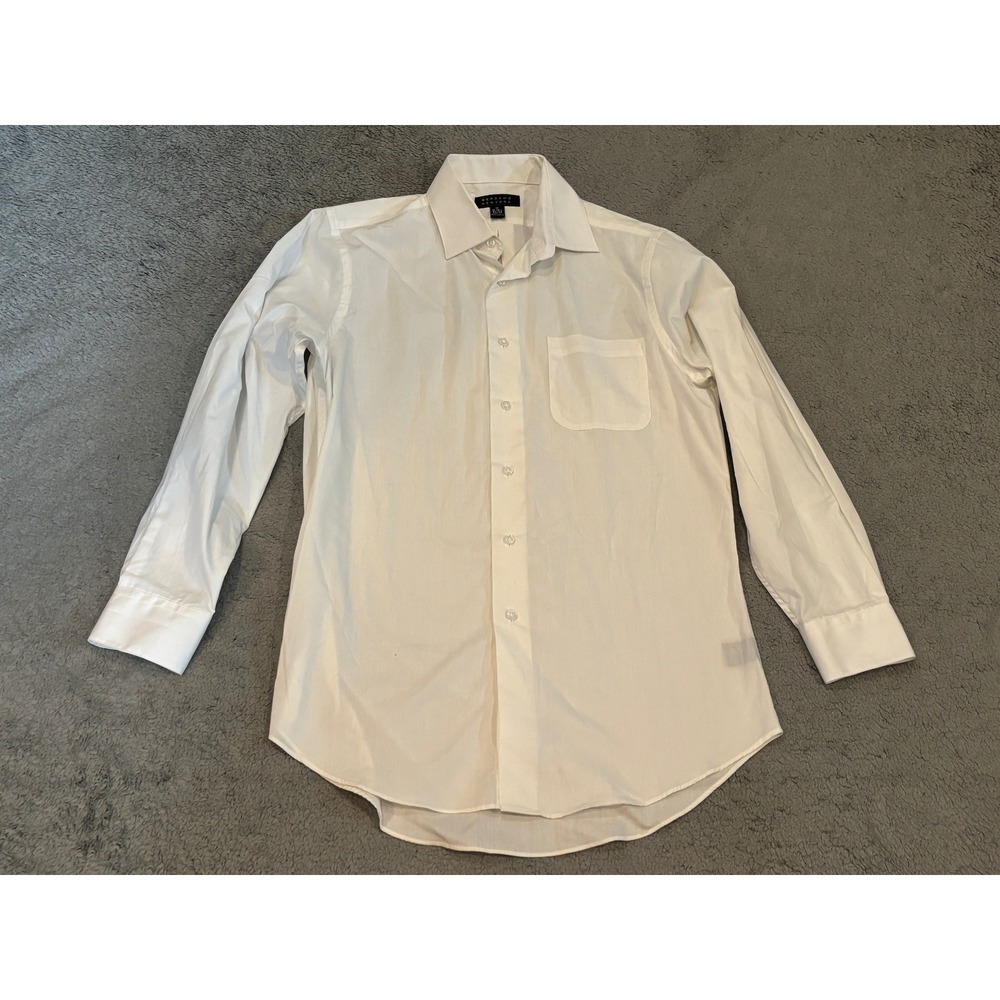 Bergamo New York Mens White Button Down Dress Shirt 15-15.5 32/33 Medium